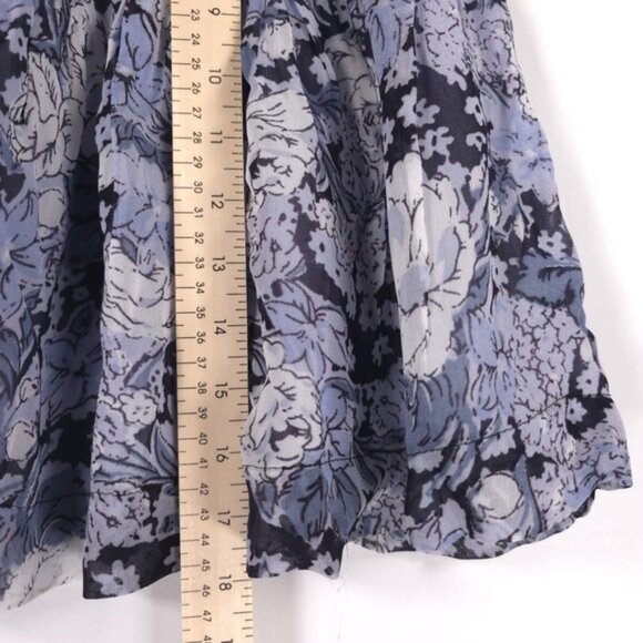 GANNI Blue Floral Georgette Smocked Pull on Lined Mini Skirt Size 34 SMALL‎ - Picture 8 of 13